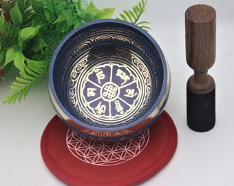 Handmade 4" Tibetan Singing Bowl: Om Mani Padme Hum, Meditation Healing
