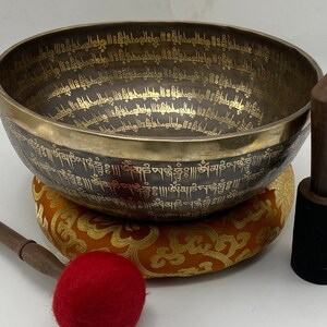 12 inches diameter full mantra craft singing bowls- meditation yoga healing peace and mindfulness bowl- made from Himalayn