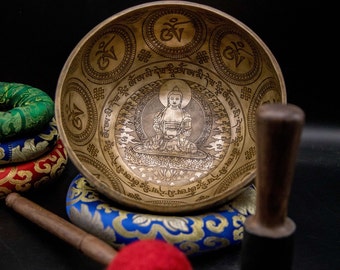 Handmade 10" Buddha Singing Bowl: Chakra Healing Meditation Bowl