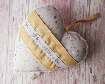 Heart, fabric heart for hanging, Christmas decoration, sheep Christmas ornament