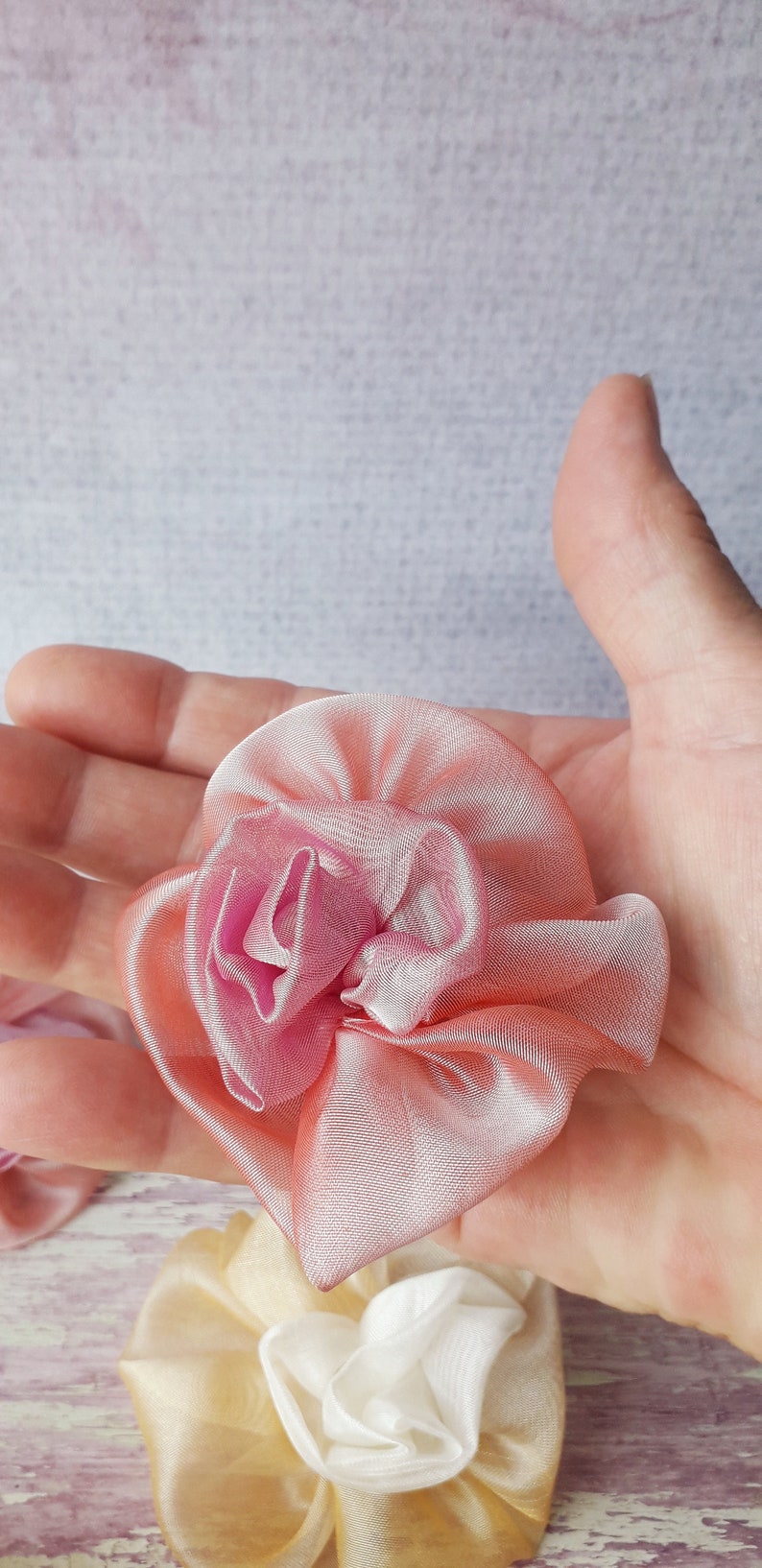 Silk Flower Brooch, Handmade Fabric Flower Brooch, Fabric Flower, Hat Bag Garment Accessories, Flower Clips, Decorative Flower image 5