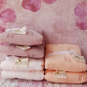 Baby swaddle in double cotton gauze, birth gift, birth trousseau