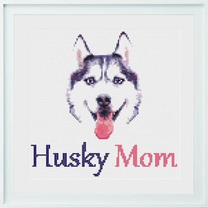 Husky Mom Cross Stitch PDF Pattern, Dog Cross Stitch, Animal Cross Stitch, Cute Cross Stitch, Small Cross Stitch, Home Decor