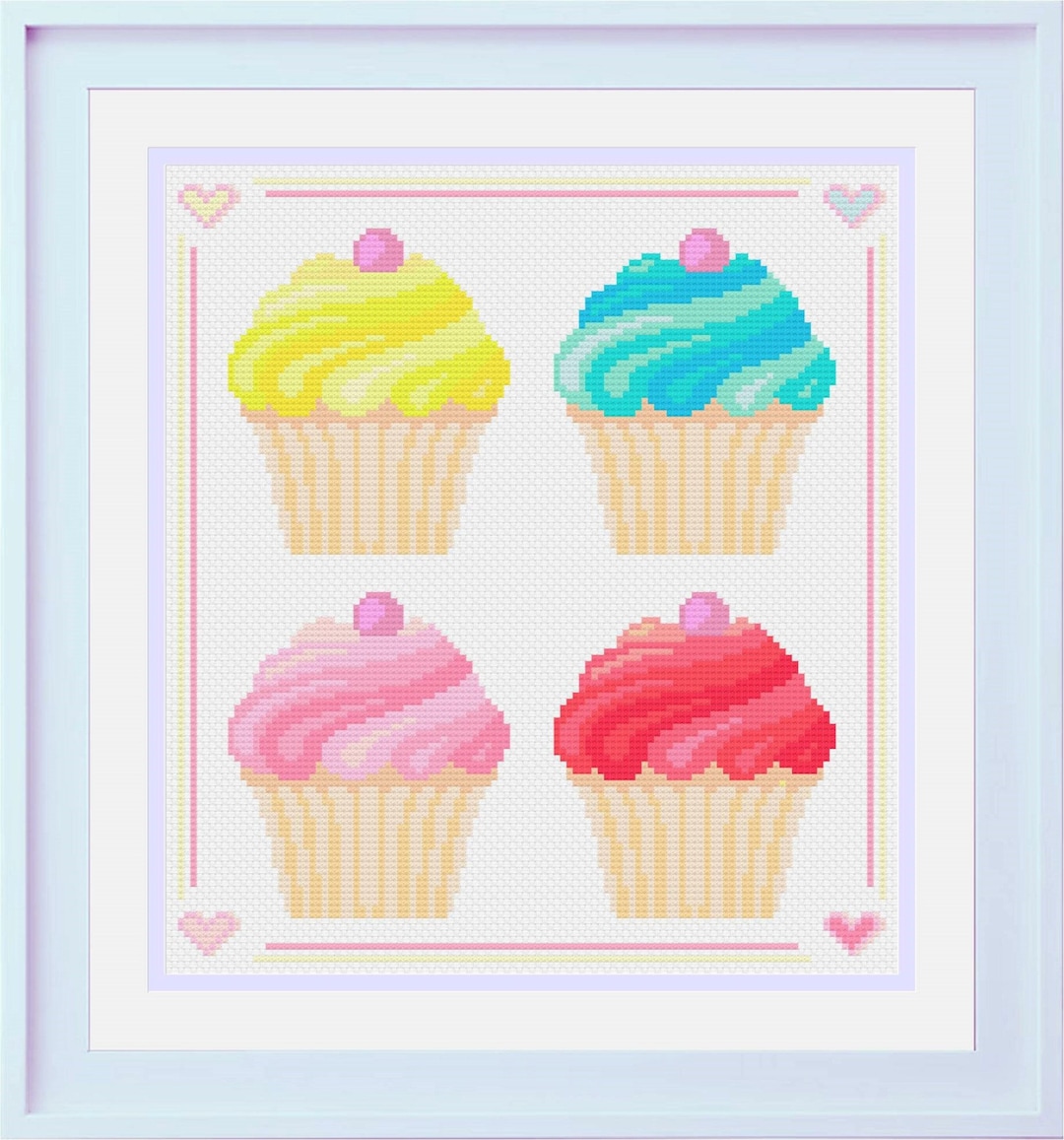 Cupcakes Cross Stitch PDF Pattern, Dessert, Sweets, Kitchen Cake, Food