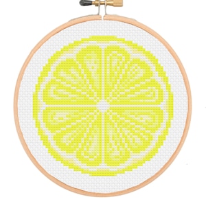 Lemon Slice Cross Stitch PDF Pattern, Citrus Fruit Cross Stitch, Tropical, Exotic, Digital, Instant Download, Kitchen Embroidery, Home Decor
