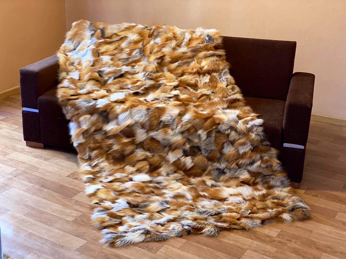 Luxury Fox fur blanket Throw blanket Luxury Blanket Etsy