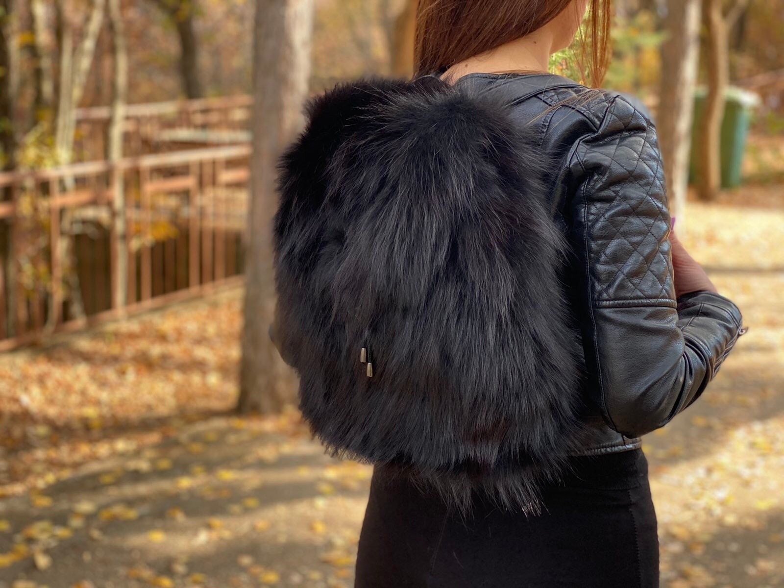 Luxury Backpack Fur Backpack Women Bag Real Fur 