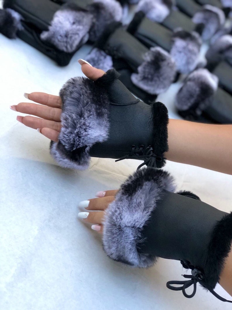 Fingerless Gloves Fur Gloves Womens Gloves Real Fur Etsy
