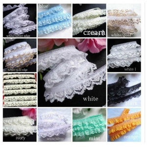 Ruffled Lace Trim 3/4 inch wide selling by the yard-select color