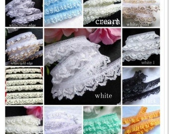 Ruffled Lace Trim 3/4 inch wide selling by the yard-select color