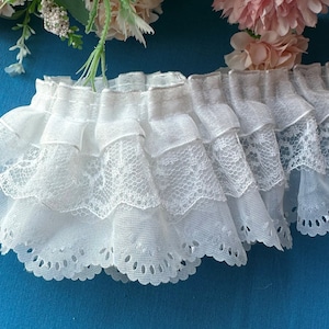 2 1/2 inch wide 3-layer ruffled Lace Trim Gathered select color price per yard