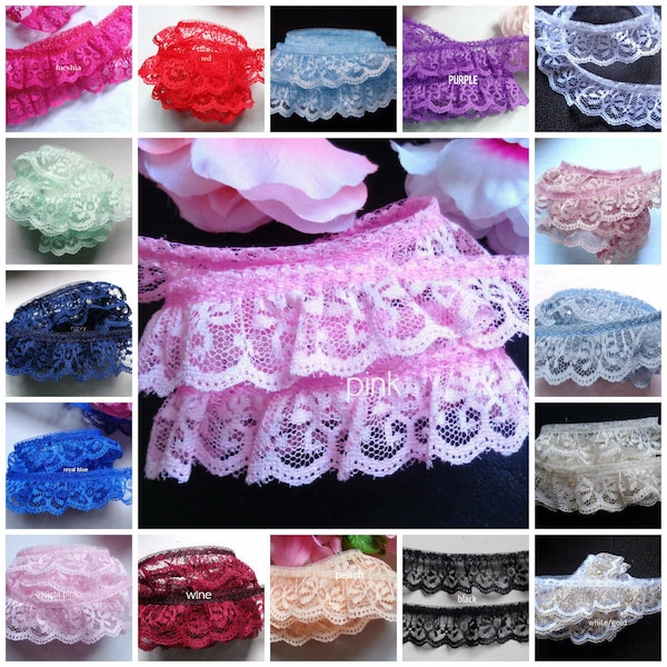 Ruffle Lace Trim 1 inch wide select color selling by the yard