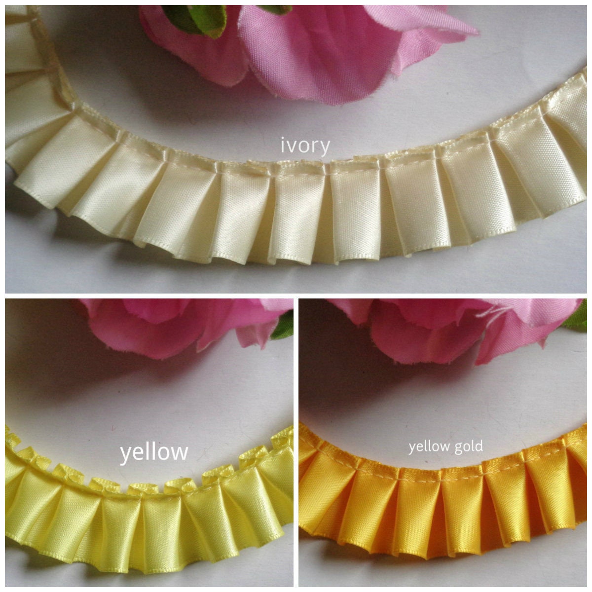Box Pleated Satin Ribbon,7/8 Inch Wide Select Color/price per Yard - Etsy