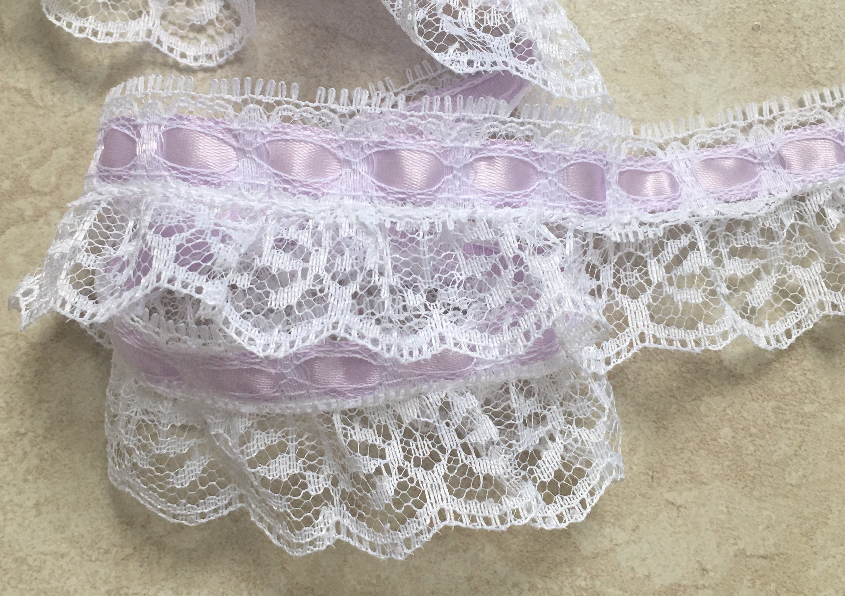 Pvc Ruffle Lace Ruffled Lace With Ribbon, 1+3/4 Inch Color Price for 1 Yard Select ...