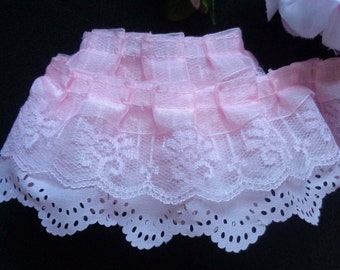2 1/2 inch wide 3-layer ruffled Lace Trim Gathered select color price per yard