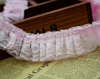 1 1/2 inch wide  ruffled lace (soft)selling by the yard/select color