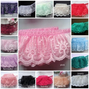 Ruffle Lace Trim 2 inch wide price per yard select color