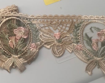 4 1/2 inch wide embroidered trim lace  color as pictured price per yard