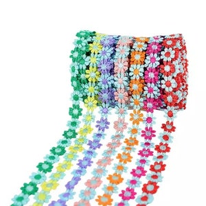 1/2 inch wide multicolor daisy ribbon trim price per yard select color