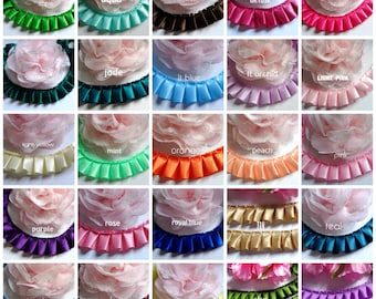 Box Pleated satin Ribbon,7/8 inch wide select color/price per yard