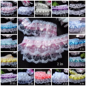 1 1/2 inch wide or 2 inch wide Ruffled Lace Trim price for 1 yard