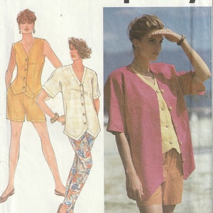 Vintage 1990's Simplicity 7750 Misses Pants Short Vest-Top and Over-Shirt Size 6 8 10 12  UNCUT FF