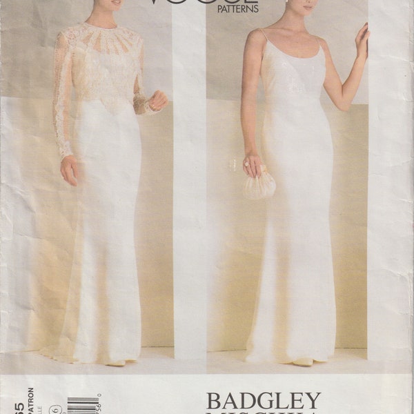 Vogue 2065 Badgley Mischka Elegant Evening Bridal Dress Wedding MOTB 90's Sewing Pattern Size 12 14 16 Cut Complete