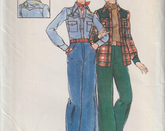 Butterick 3789 Misses' Shirt, Pants & Embroidery Transfer 70's Sewing Pattern Size 12 UNCUT FF