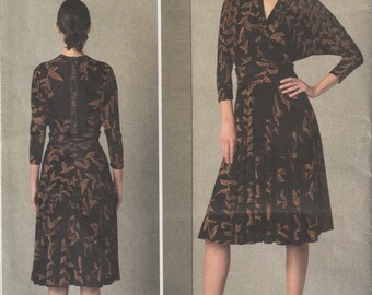 Vogue 1405 Tracey Reese Pullover Dress  Mock Wrap Below Elbow Sleeves Sewing Pattern Size 8 10 12 14 16 UNCUT FF