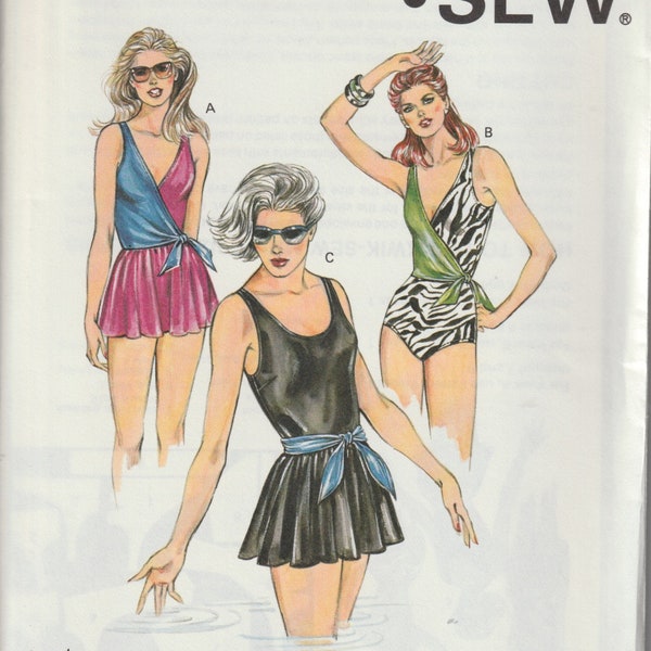 1980s Kwik Sew 1428 Misses Swimsuit Pattern 3 Styles Womens Vintage Sewing Pattern Size 8 10 12 14 UNCUT