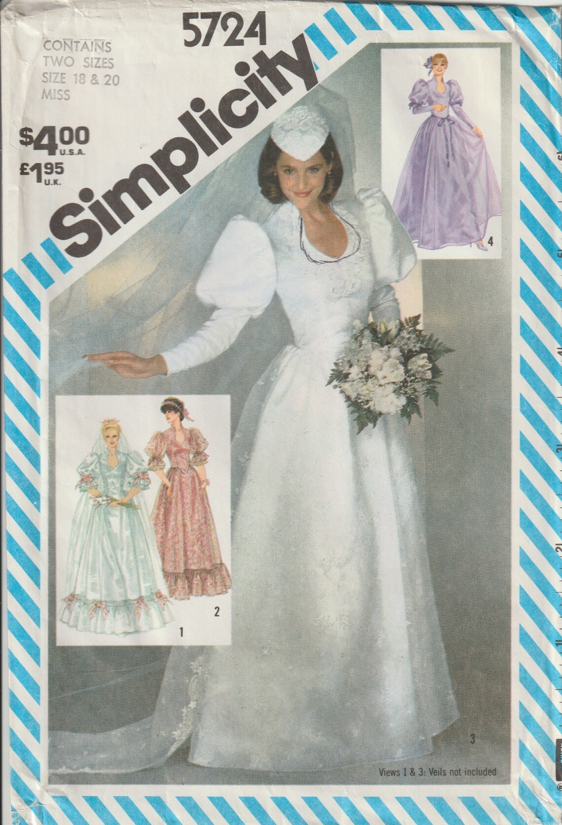 Simplicity 5724 Wedding Bridal Dress Back Funnel Neck Shaped Waistline ...