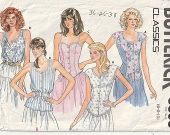 SUIT Rare Fitted TOP and SKIRT Vintage 1989 Butterick 4516 Misses Sizes 6-8-10 or 12-14-16 Fabric Sewing Pattern