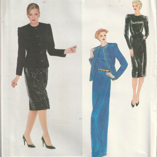 Vintage 1970's Vogue 2315 Givenchy Paris Original Misses Jacket And Straight Dress Evening Length, Cocktail Dress, MOTB Size 14 UNCUT