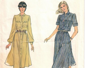 Vintage 80's Vogue 7882 Very Easy Loose Fitting Dress Vintage 80's Sewing Pattern Size 12 UNCUT