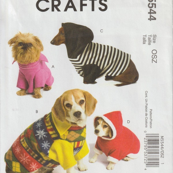 UNCUT Pet Pullover Sweaters Jackets Optional Hood McCall's 5544 Sewing Pattern Size XS Small Med