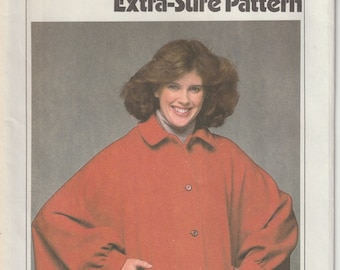 Misses' Poncho With Front Button Close Collar Pockets & Buttoned Cuffs Vintage 70's Simplicity E.S.P 8777 Sewing Pattern Size 12 14 16 UNCUT