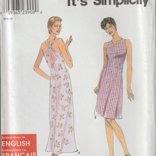 Misses' Sleeveless Dress Criss Cross Keyhole Back Length Variation Easy Simplicity 9171 Sewing Pattern Size 8 10 12 14 16 18 UNCUT