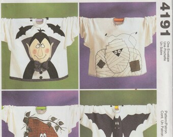McCall's Crafts 4191 Sweatshirt Halloween Decorative Appliques Mummy Pumpkin Bat Vampire UNCUT
