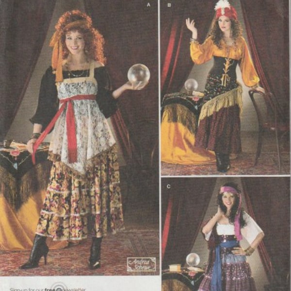 Simplicity 2331 Fortune Teller Costume Peasant Blouses Corset Skirt Turban Scarves Andrea Schewe Sewing Pattern Size 14-22 UNCUT