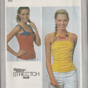 Vintage 80's Simplicity 9488 Misses Pullover Camisole Stretch Knits, Spaghetti Straps, Front Gather, Front Forming Cuffs Size 12 14 16 UNCUT