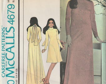 McCall's 4679 Marlo's Corner Dress With Back Tie Cocktail Or Evening Lengths Knits Only Sewing Pattern Size 10 Or 12 UNCUT
