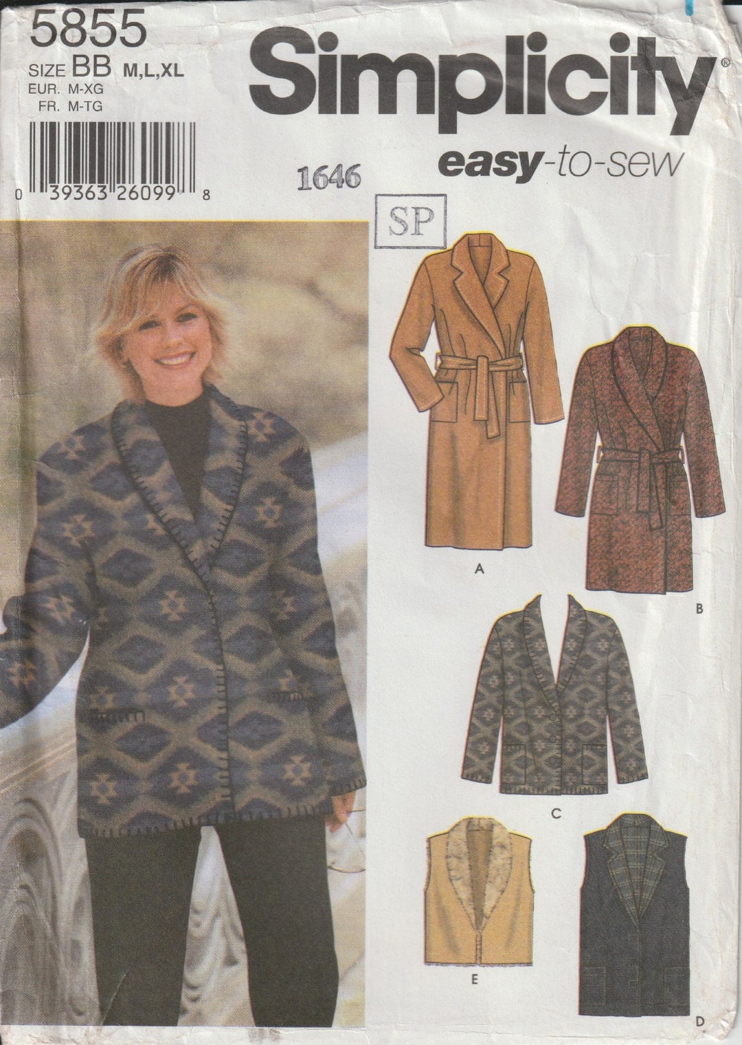 Simplicity 5855 Misses Coat in Two Lengths or Jacket and Vest in Two ...