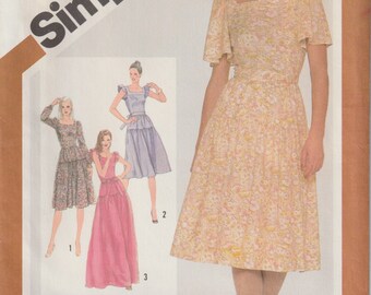 Bust 32 Vintage 40/'s Pattern By Mail New Style #2951 Sleeve Variations Hip 35 Square Neckline Sleeveless Dress with Jacket Size 14