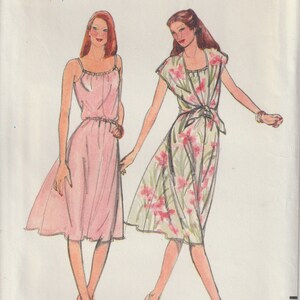 May include: A vintage sewing pattern for two dresses. The pattern is from Butterick and is number 3515. The pattern is for size B and costs $2.50. The dresses are both sleeveless and have a scoop neck. One dress is pink and the other is a floral print.
