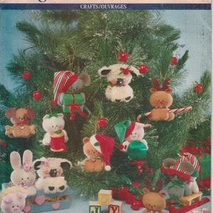Luv 'N Stuff Christmas Ornaments Bunny Pig Bear Mouse Dog Sheep Cat Reindeer Butterick 5598 Sewing Pattern UNCUT FF