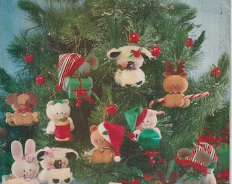 Luv 'N Stuff Christmas Ornaments Bunny Pig Bear Mouse Dog Sheep Cat Reindeer Butterick 5598 Sewing Pattern UNCUT FF
