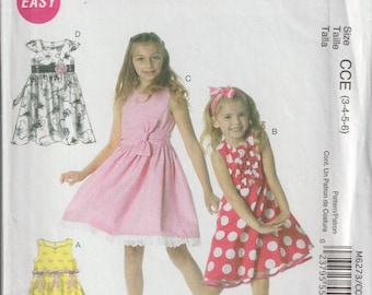 McCall's 6273 Kinder Mädchen Lined Kleider Schnittmuster Größe 3 4 5 6 UNCUT FF
