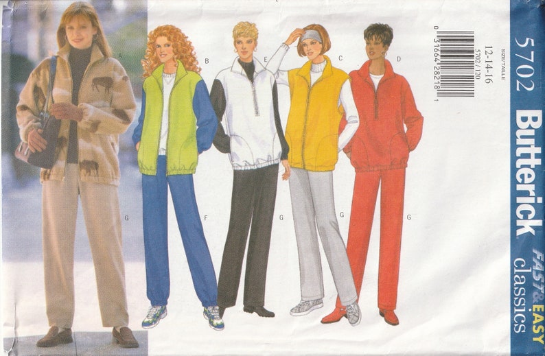 Butterick 5702 Misses/' Misses Petite Casual Jacket 14 Pants Size 12 Vest 16 Fast /& Easy UNCUT