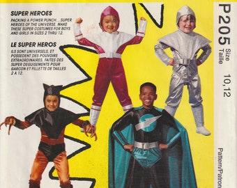 UNCUT Super Hero's Child Boys Halloween Costume  McCalls P205/7341 Sewing Pattern Size 10 12