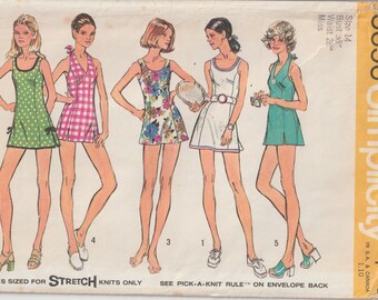 Complete Vintage Sewing Pattern Bikini Panties Size 12 & 14 Br 30 32 1970's Simplicity 6953 Girls Tennis Mini Dress Cut on 14